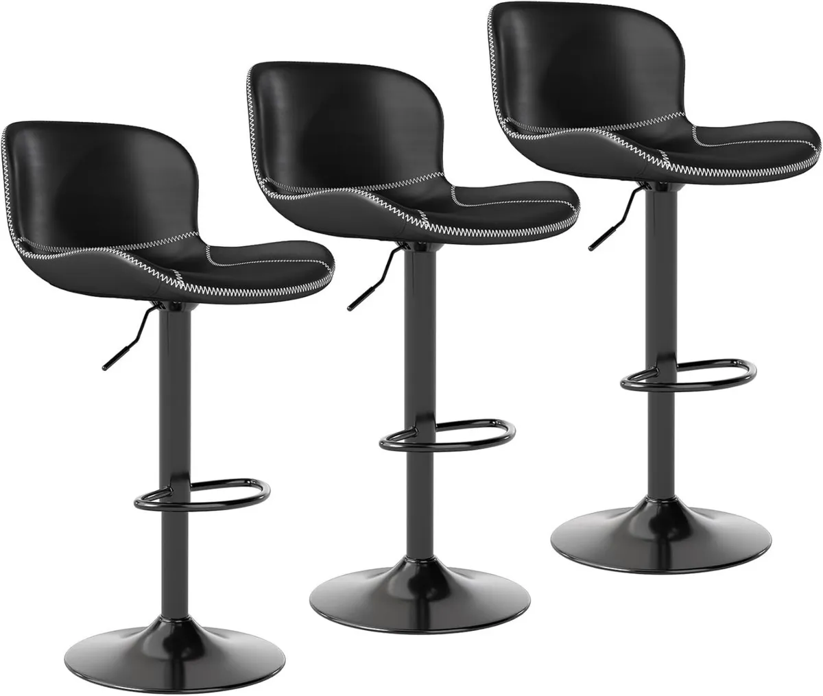 Bar Stools Set of 3 PU Leather Counter Height - Image 1