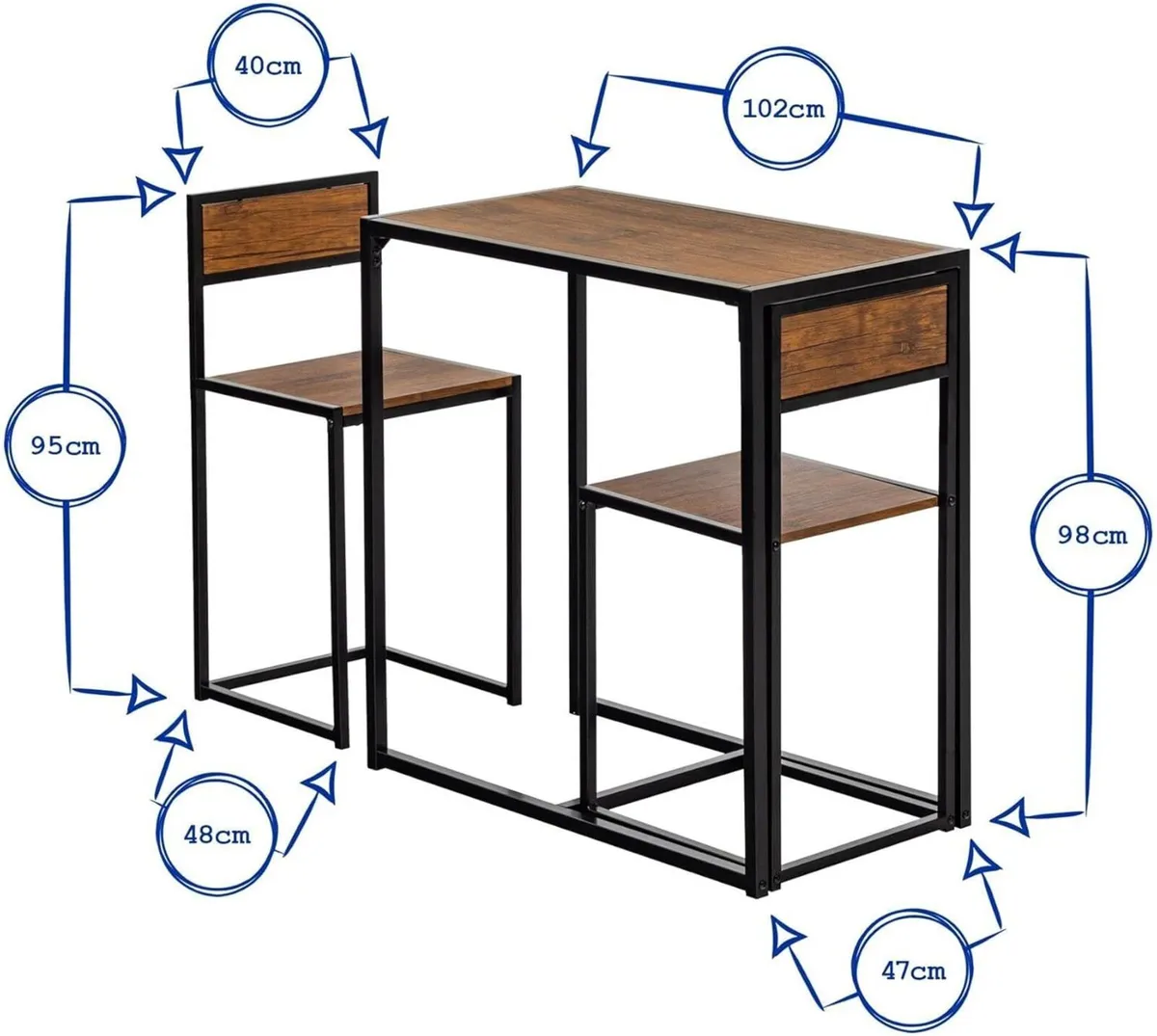 Industrial Breakfast Bar - 2 Seater Small Dining - Image 3