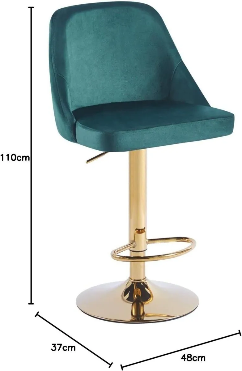 Velvet Bar Stools Set of 2 Breakfast Chairs - Image 2