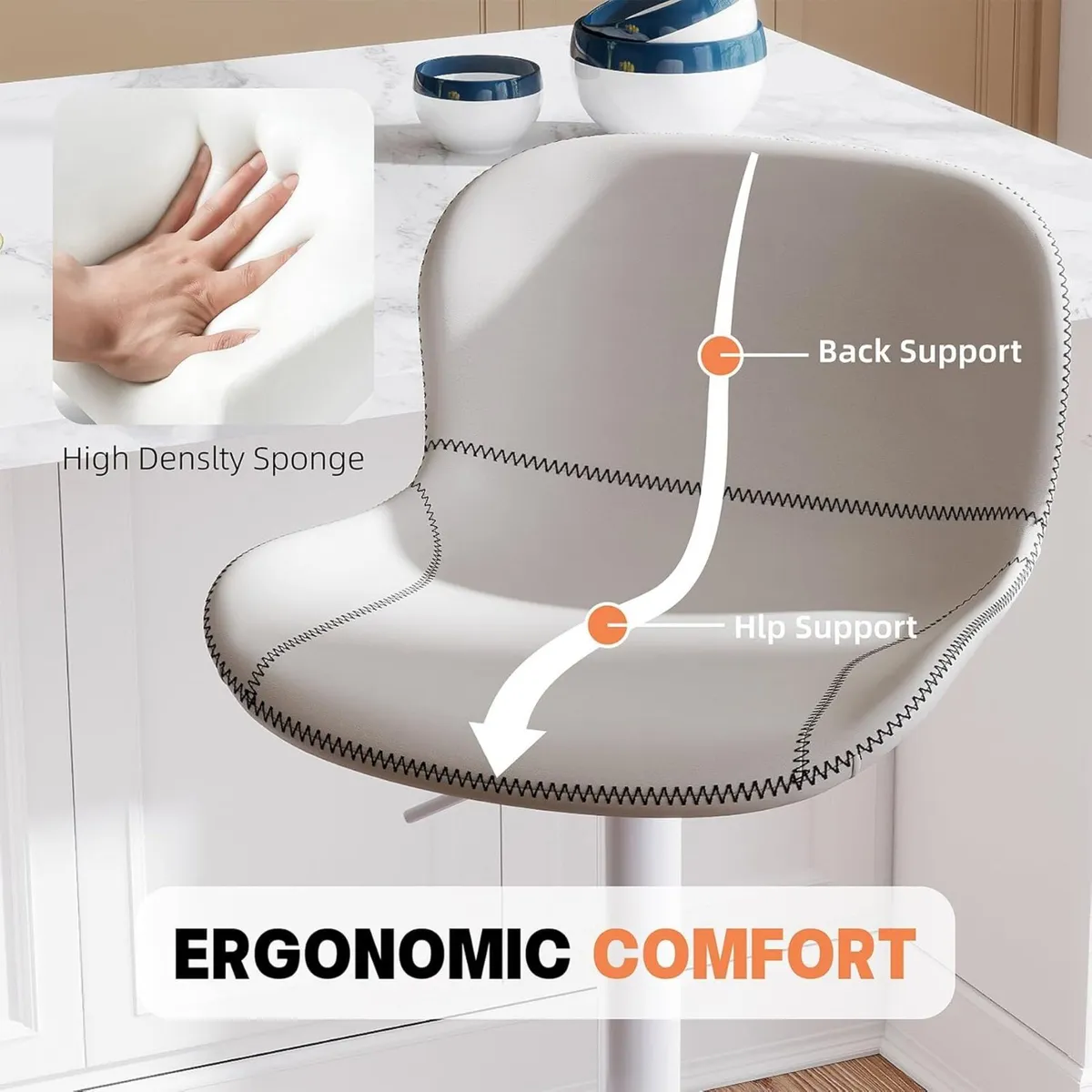 Bar Stools Set of 3 PU Leather Counter Height - Image 3