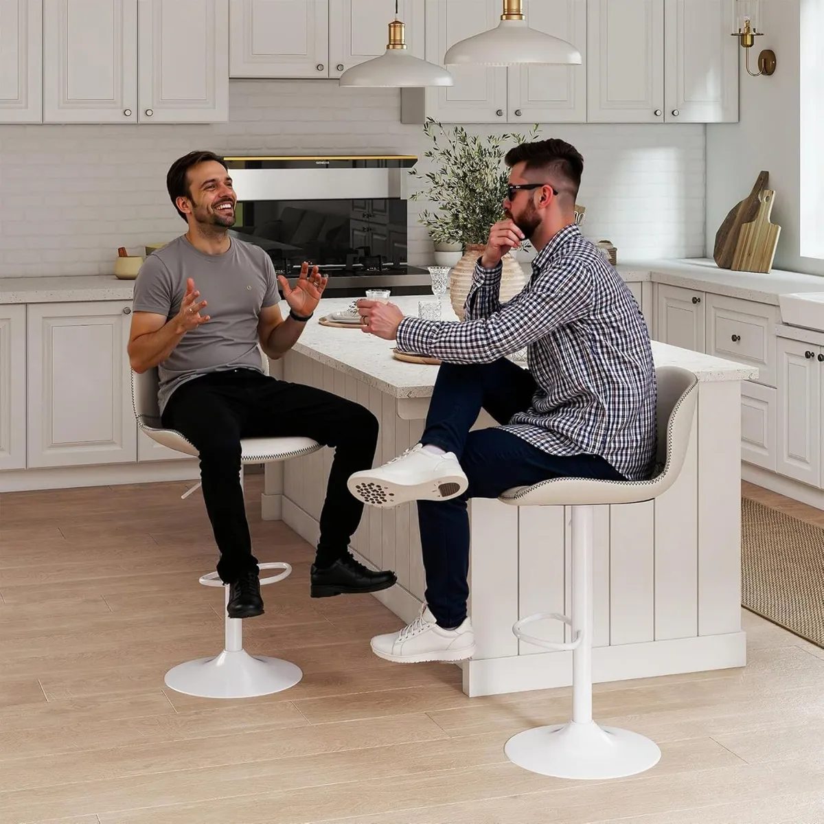 Bar Stools Set of 3 PU Leather Counter Height - Image 4