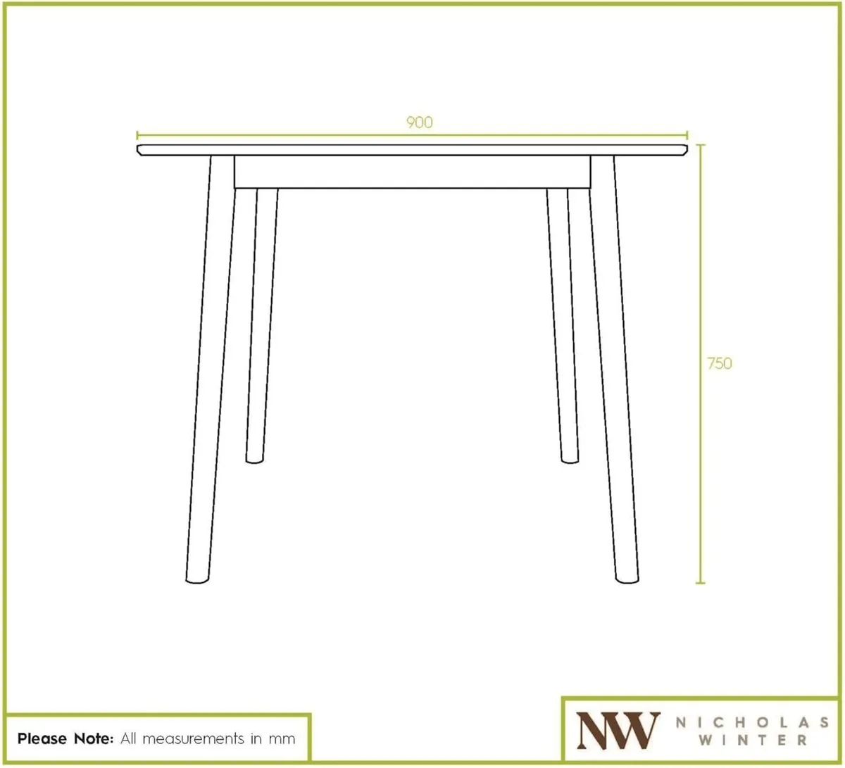 Square Wooden Dining Table - 90cm x Natural 1x 4 - Image 2