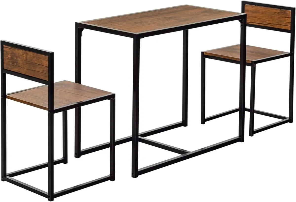 Brown Black 2 Seater Compact Dining Set - Chairs - Image 4