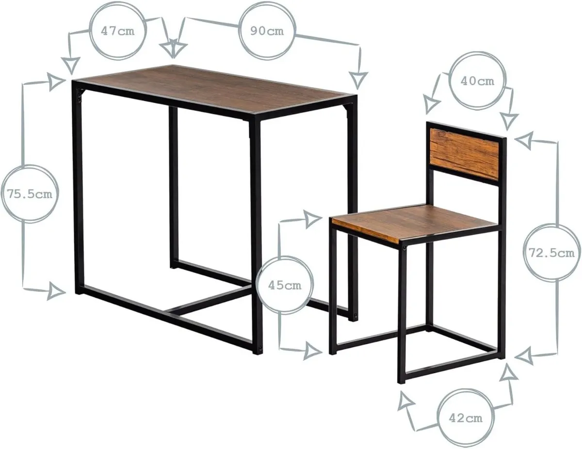 Brown Black 2 Seater Compact Dining Set - Chairs - Image 2