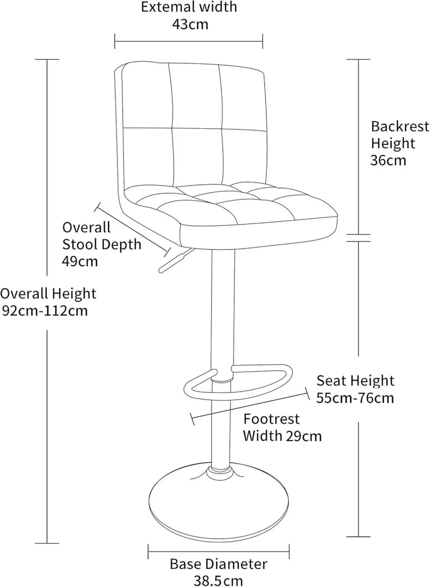 2X Chrome Gas Lift Swivel Faux Leather Kitchen - Image 3