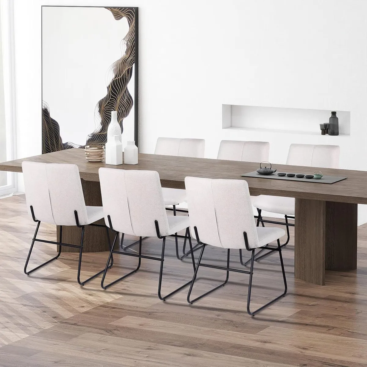 Dining chairs Set of 6 Linen Kitchen Chair - Image 1