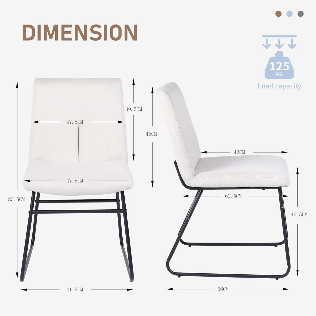 Dining chairs Set of 6 Linen Kitchen Chair - Image 2