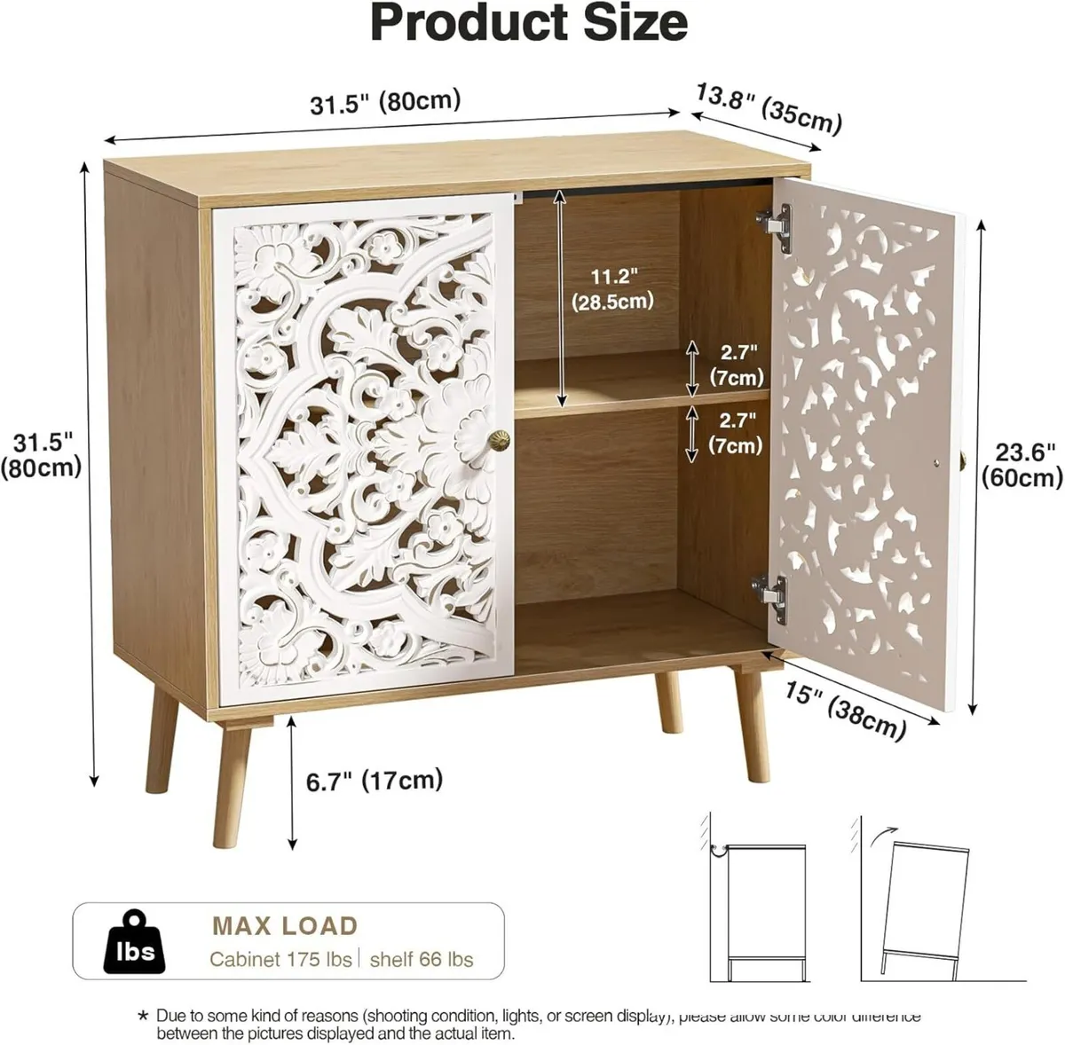 Accent Cabinet with 2 Doors Carved Decorative - Image 3