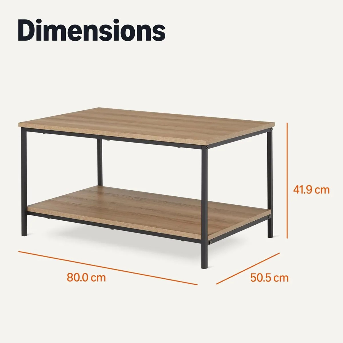 Coffee Table Rectangular with Bottom Shelf Living - Image 3