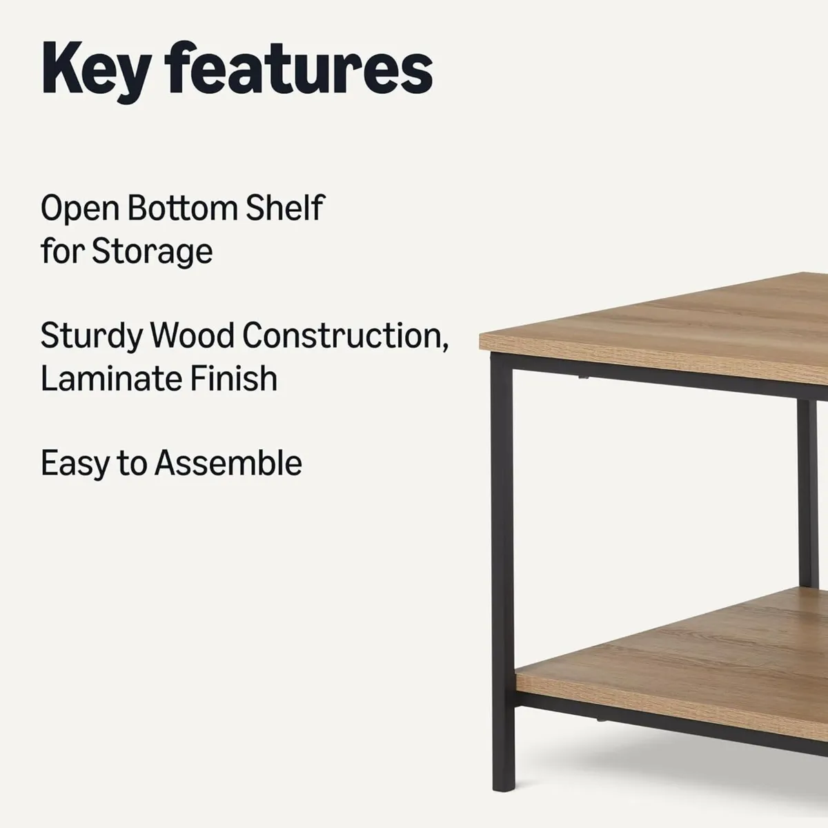 Coffee Table Rectangular with Bottom Shelf Living - Image 4
