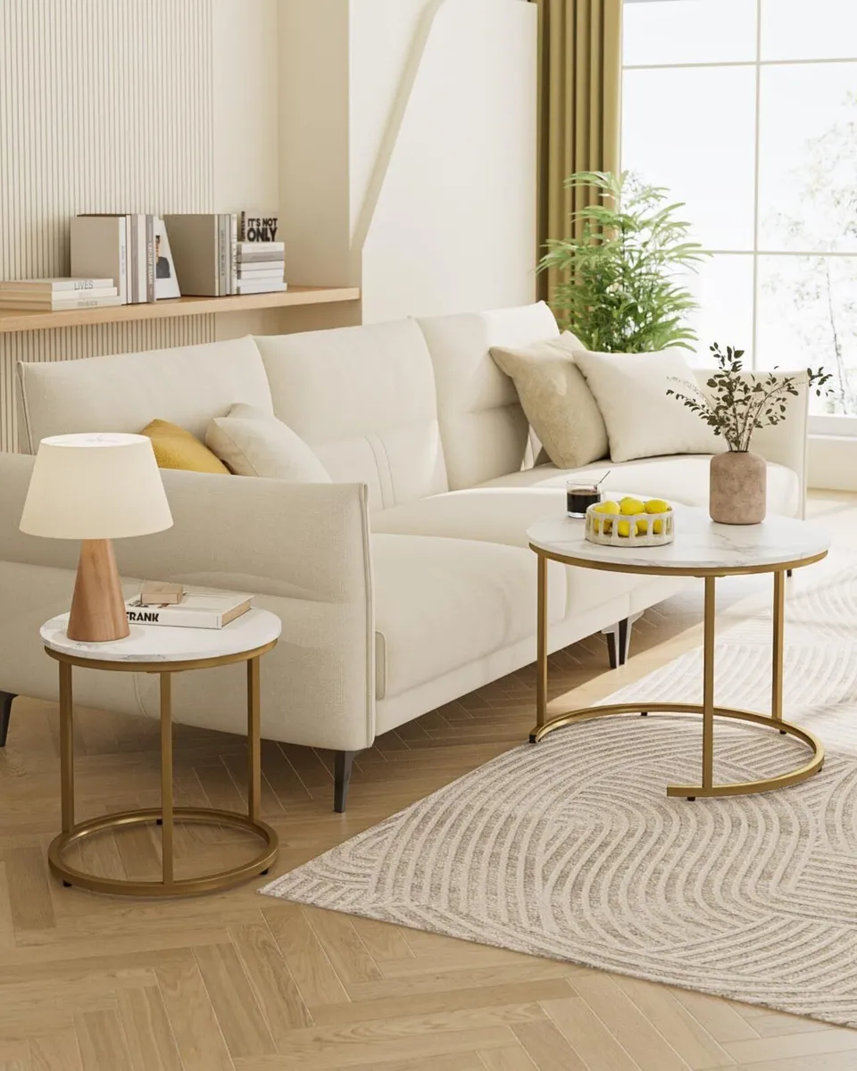 Round Coffee Tables Removable Set of 2 End Table - Image 4