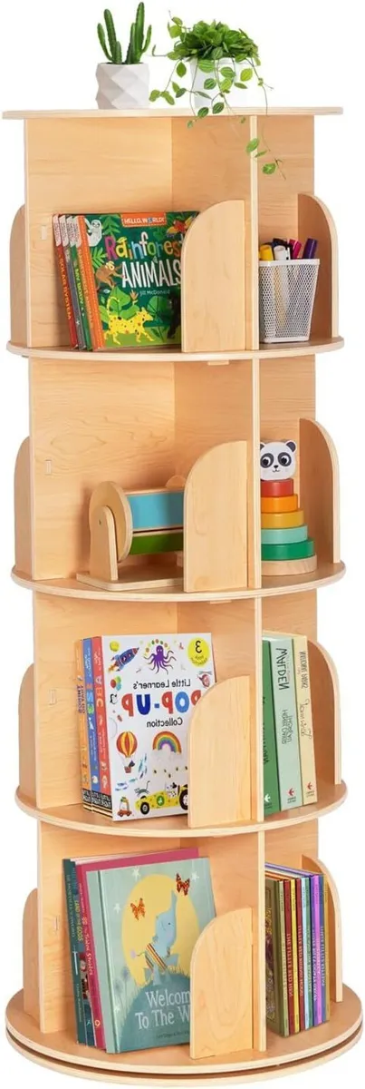 Rotating Bookshelf for Kids Adults Spinning Tower - Image 1