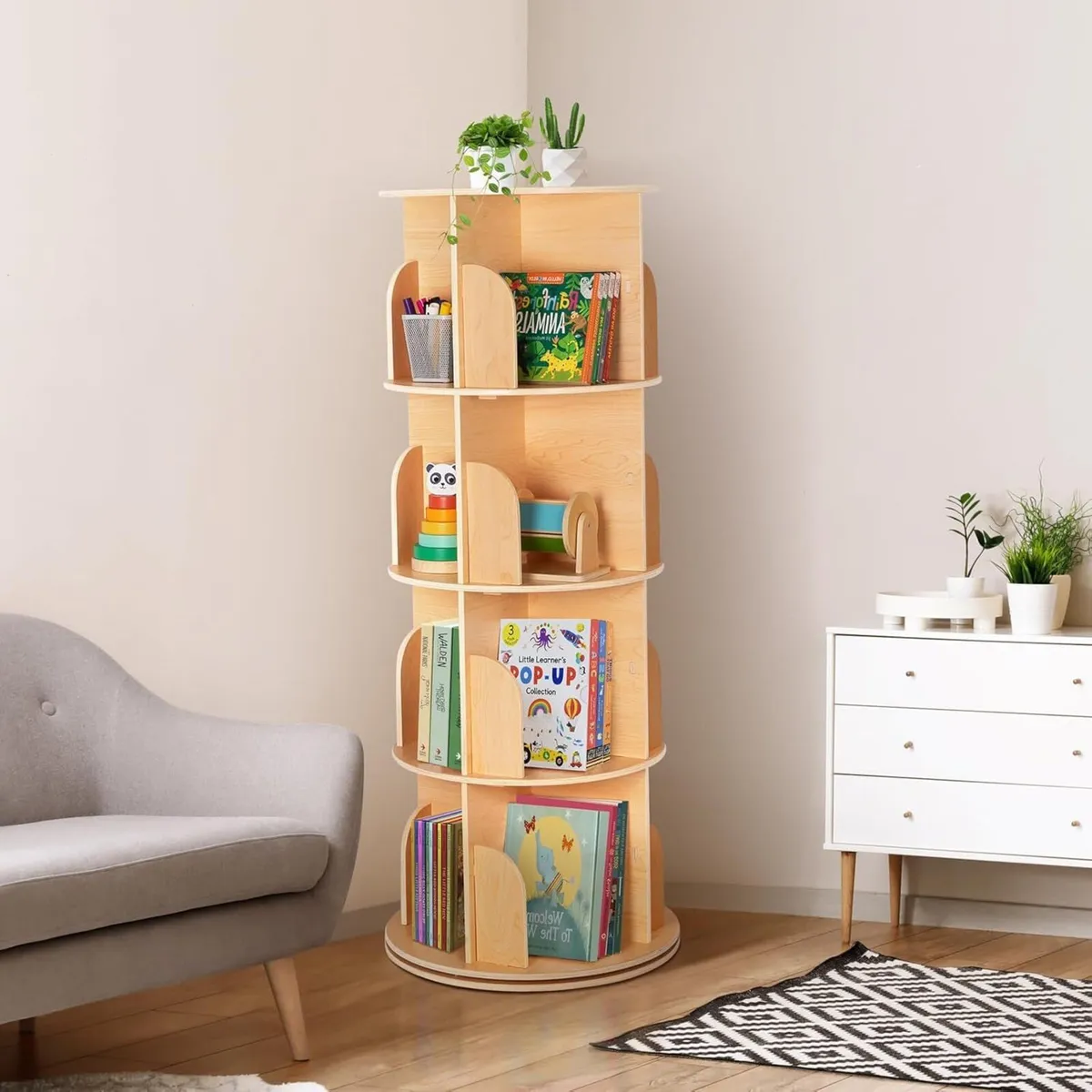 Rotating Bookshelf for Kids Adults Spinning Tower - Image 2