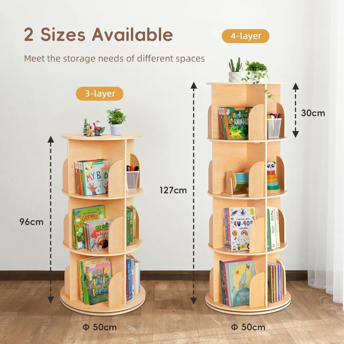 Rotating Bookshelf for Kids Adults Spinning Tower - Image 3