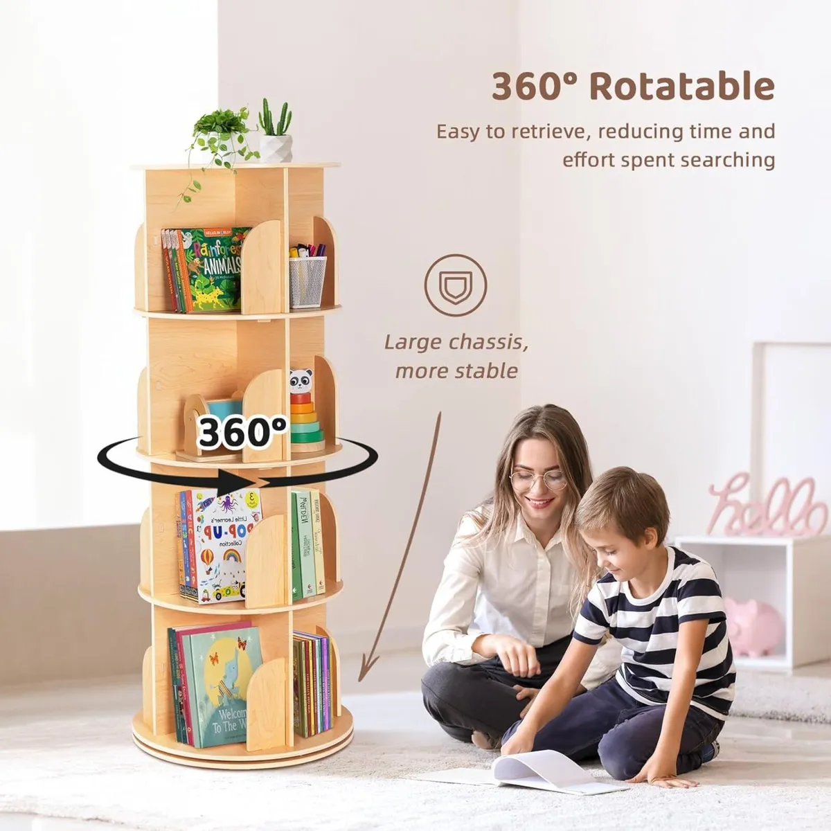 Rotating Bookshelf for Kids Adults Spinning Tower - Image 4
