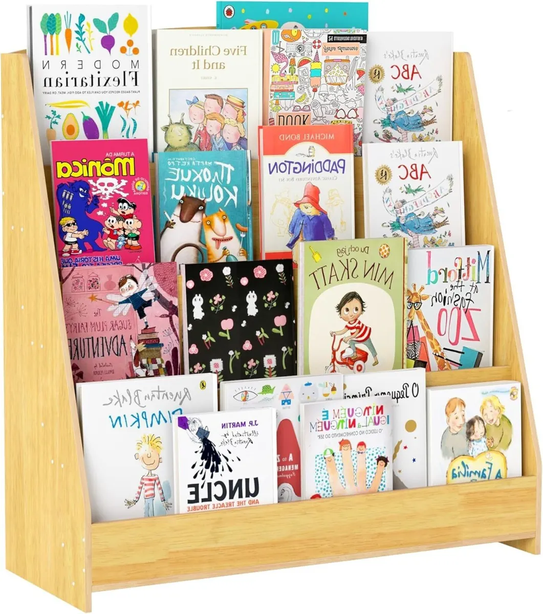 Kid Bookshelf 4 Tier Kids Bookcase Wooden - Image 1