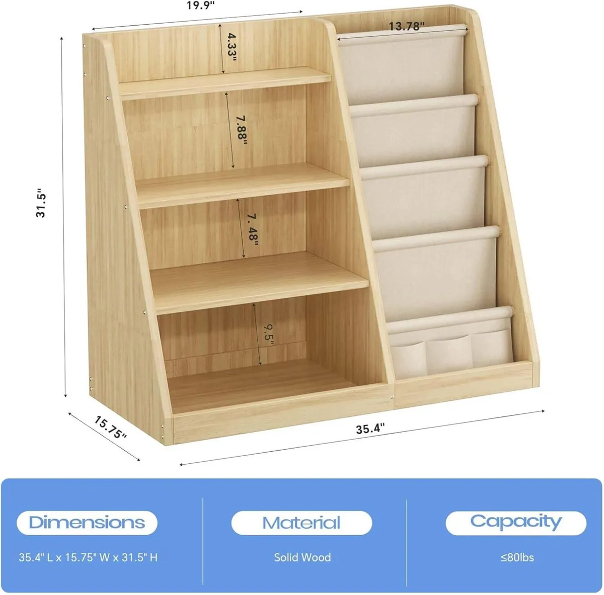 Kids Bookshelf and Toy Storage Organizer 4 Tier - Image 2