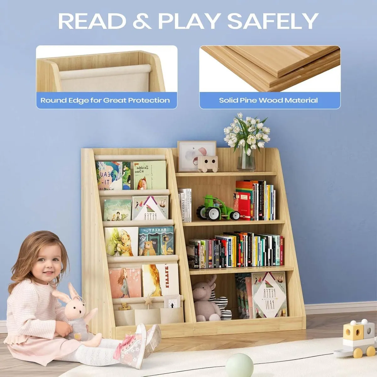 Kids Bookshelf and Toy Storage Organizer 4 Tier - Image 3