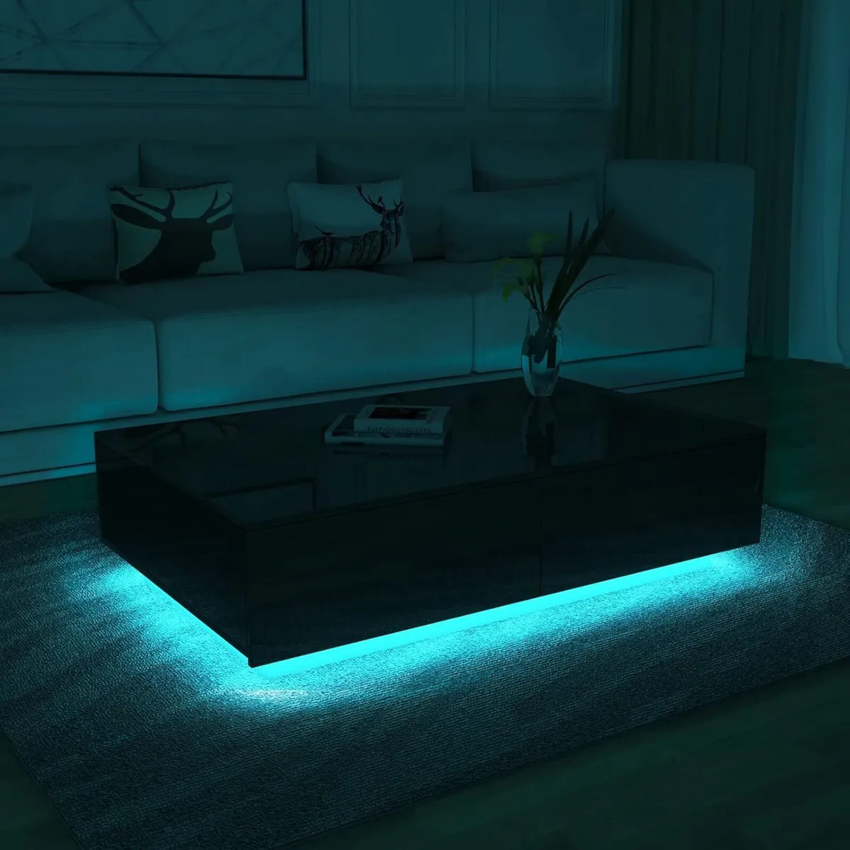 Coffee Table Centre Tea for Living Room Black - Image 2