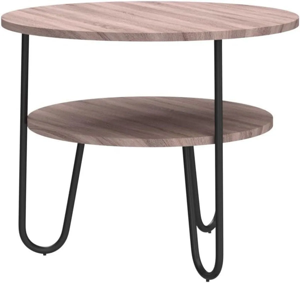 Round Coffee Table Modern Side with 2 Tier - Image 3