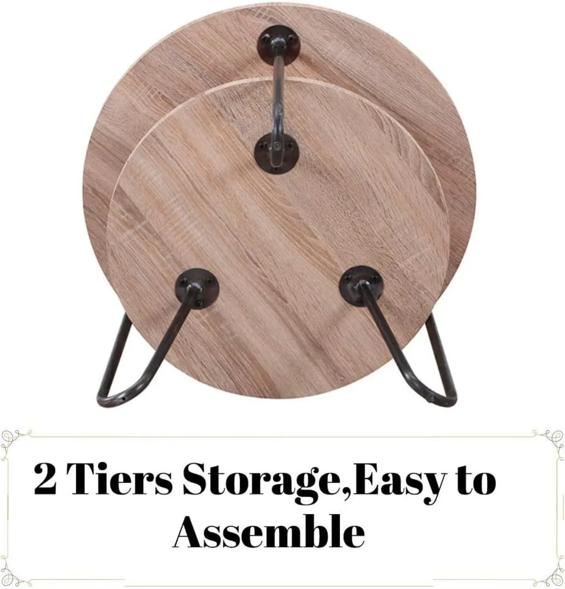 Round Coffee Table Modern Side with 2 Tier - Image 4