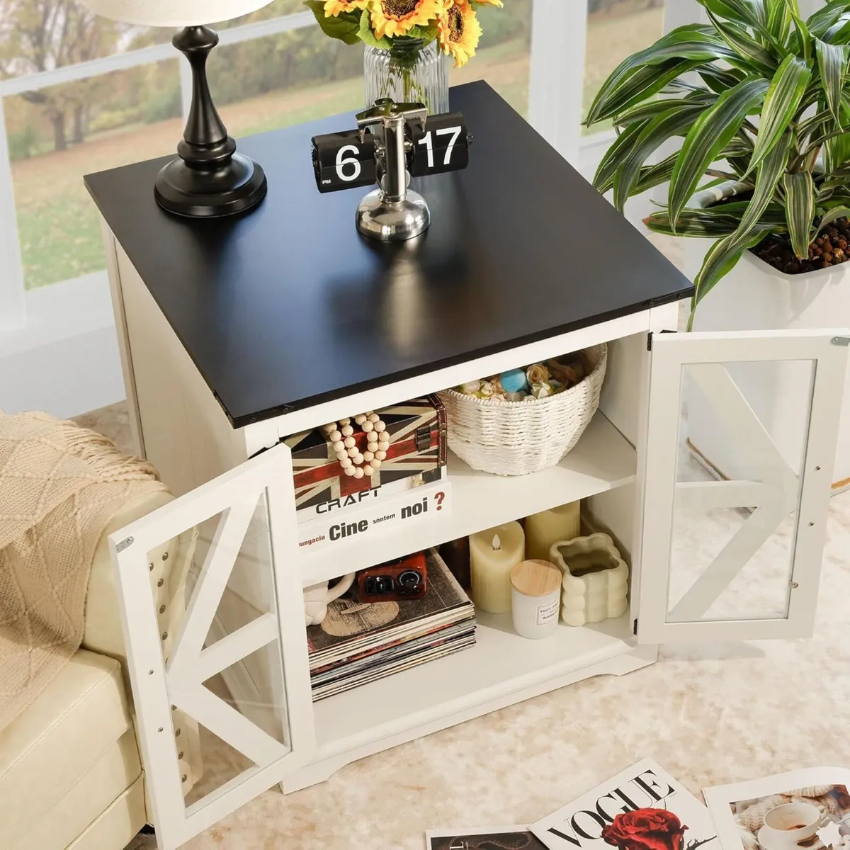 Rustic Wood End Table 24 inches Square Nightstand - Image 4