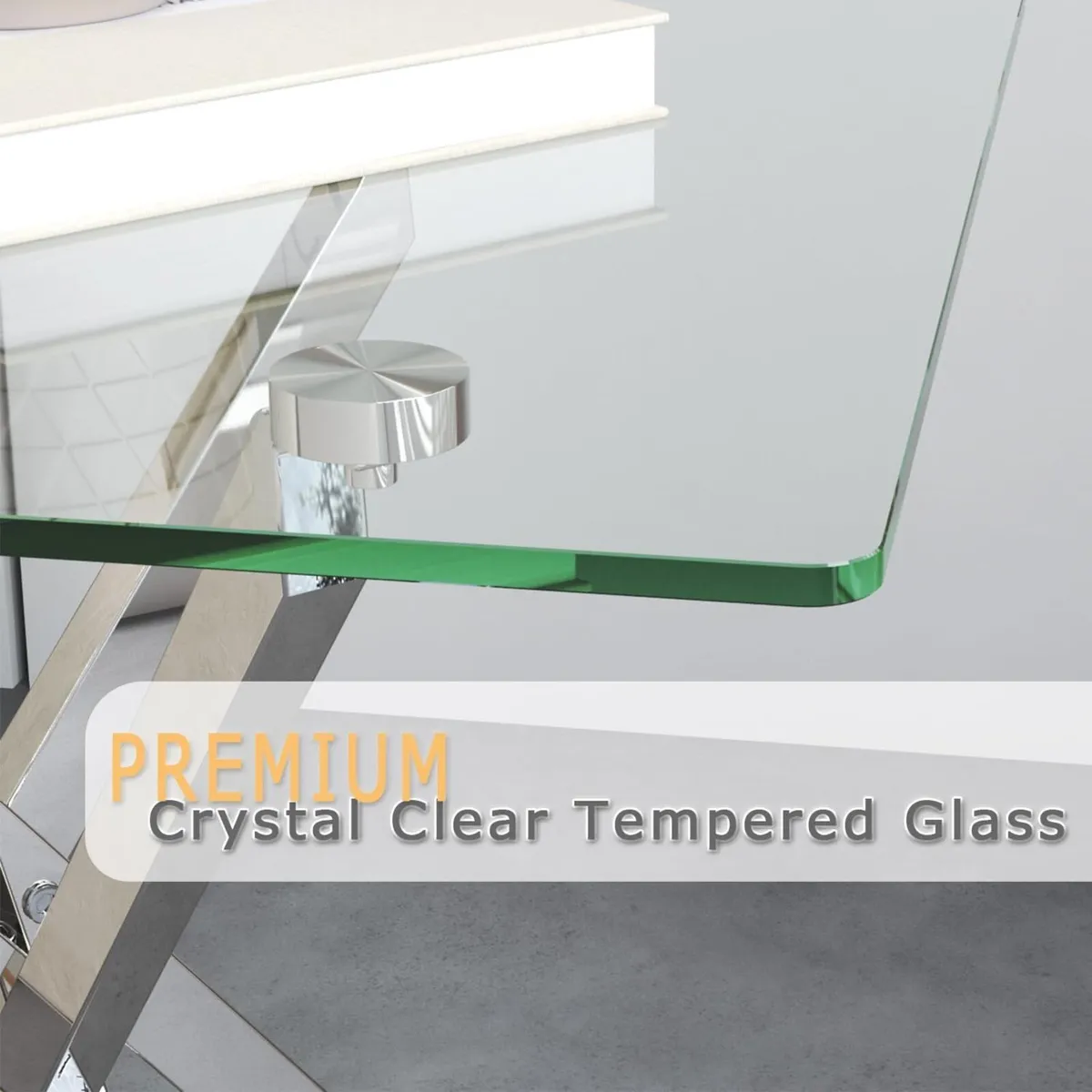 Small Glass End Table with Chrome Legs for Living - Image 3