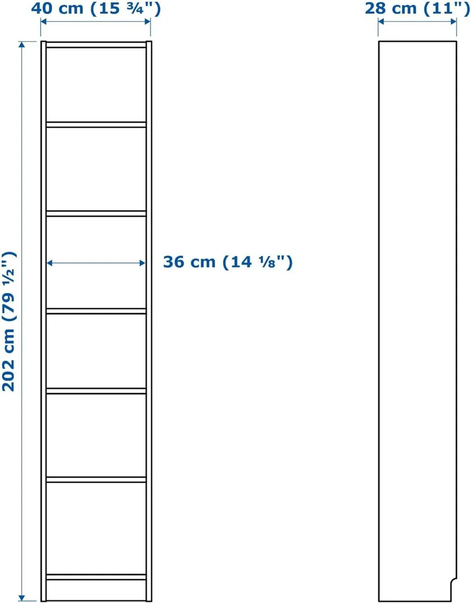 BILLY bookcase 40x28x202 cm white - Image 3