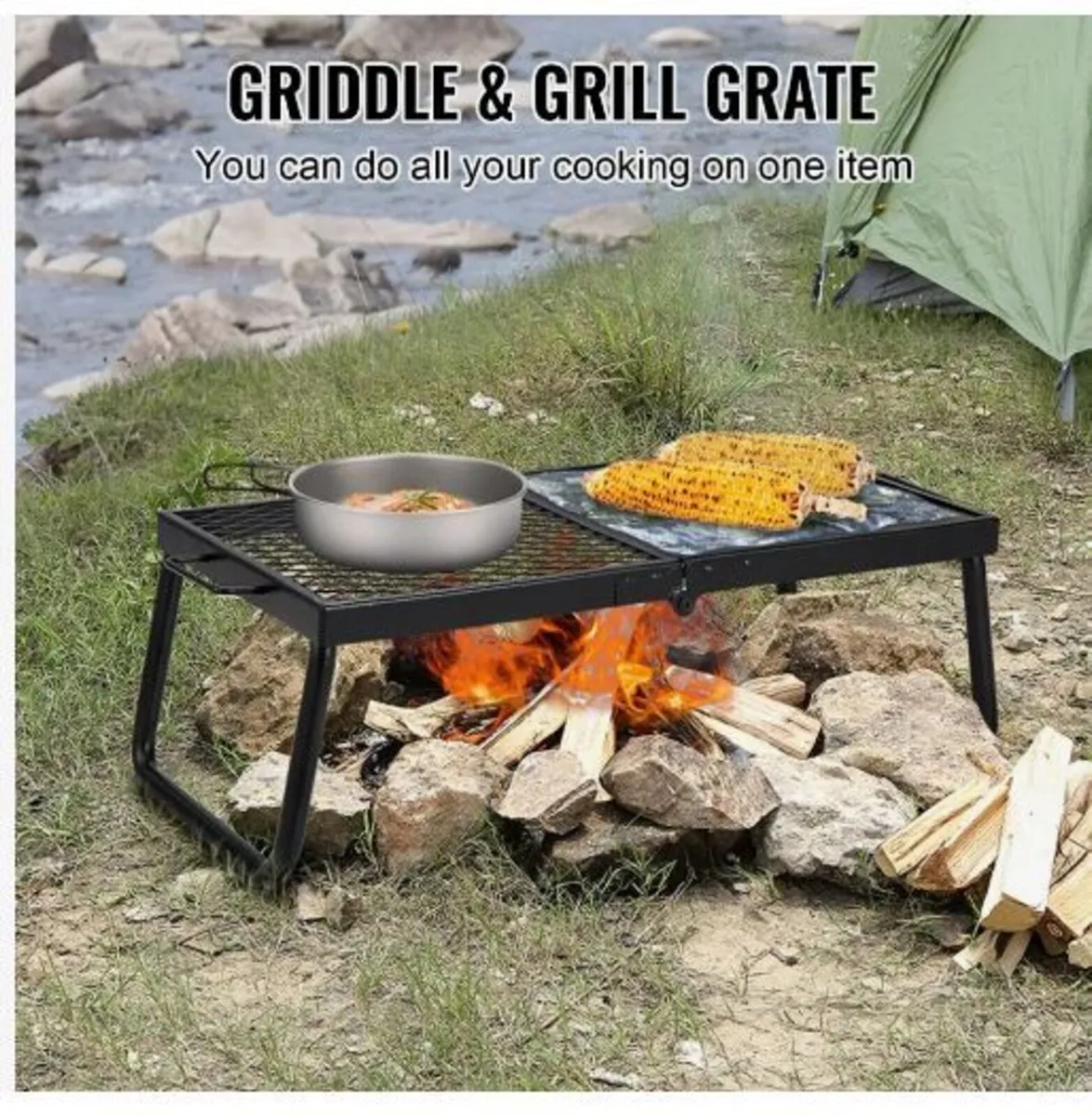 Folding Campfire Grill, Heavy Duty Steel - Image 4