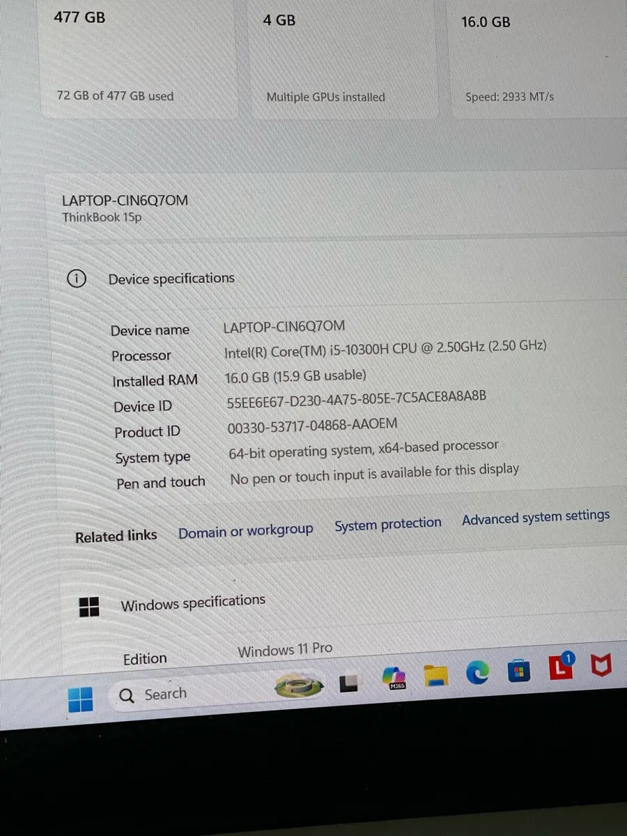 Lenovo Laptop i5 pro 16/512 Windows 11 - Image 4