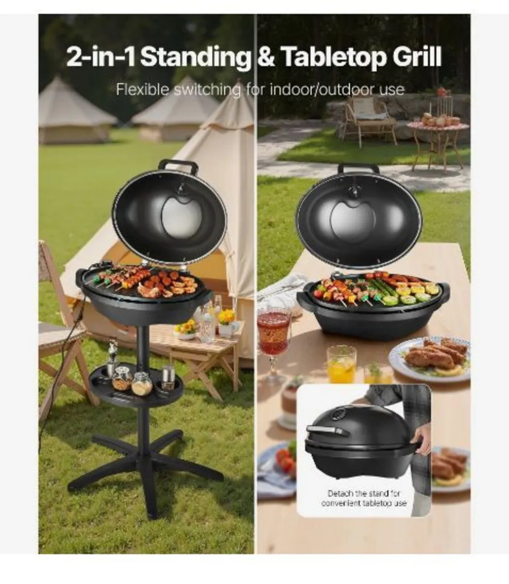 Electric Grill 2400W, 2-in-1 Standing & Tabletop - Image 2