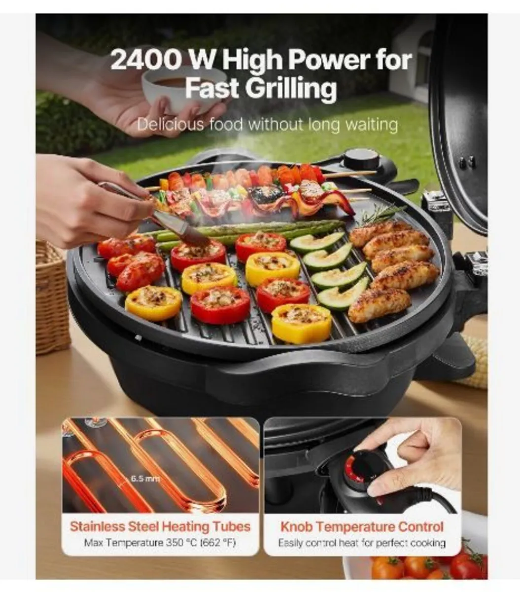 Electric Grill 2400W, 2-in-1 Standing & Tabletop - Image 3