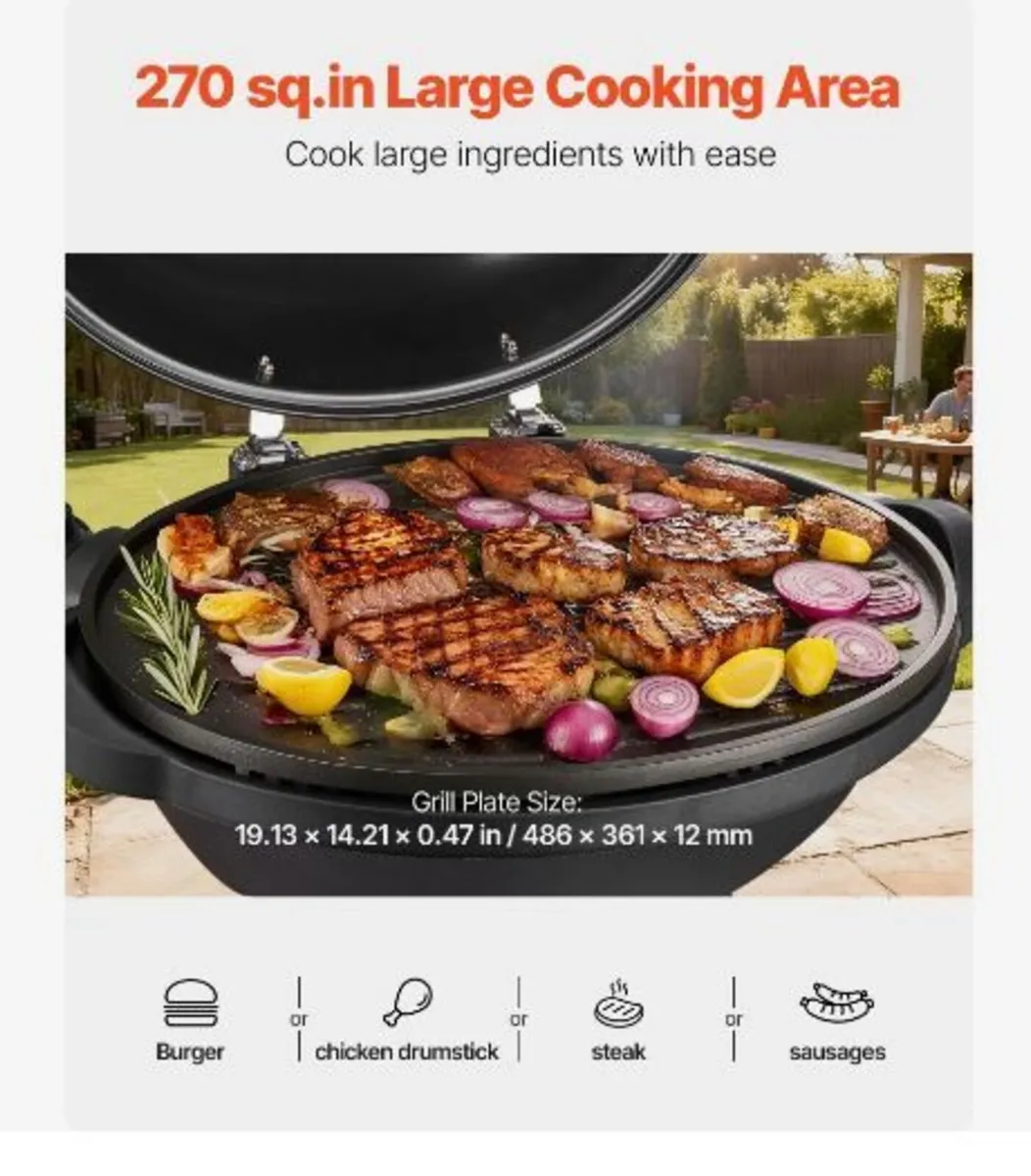 Electric Grill 2400W, 2-in-1 Standing & Tabletop - Image 4