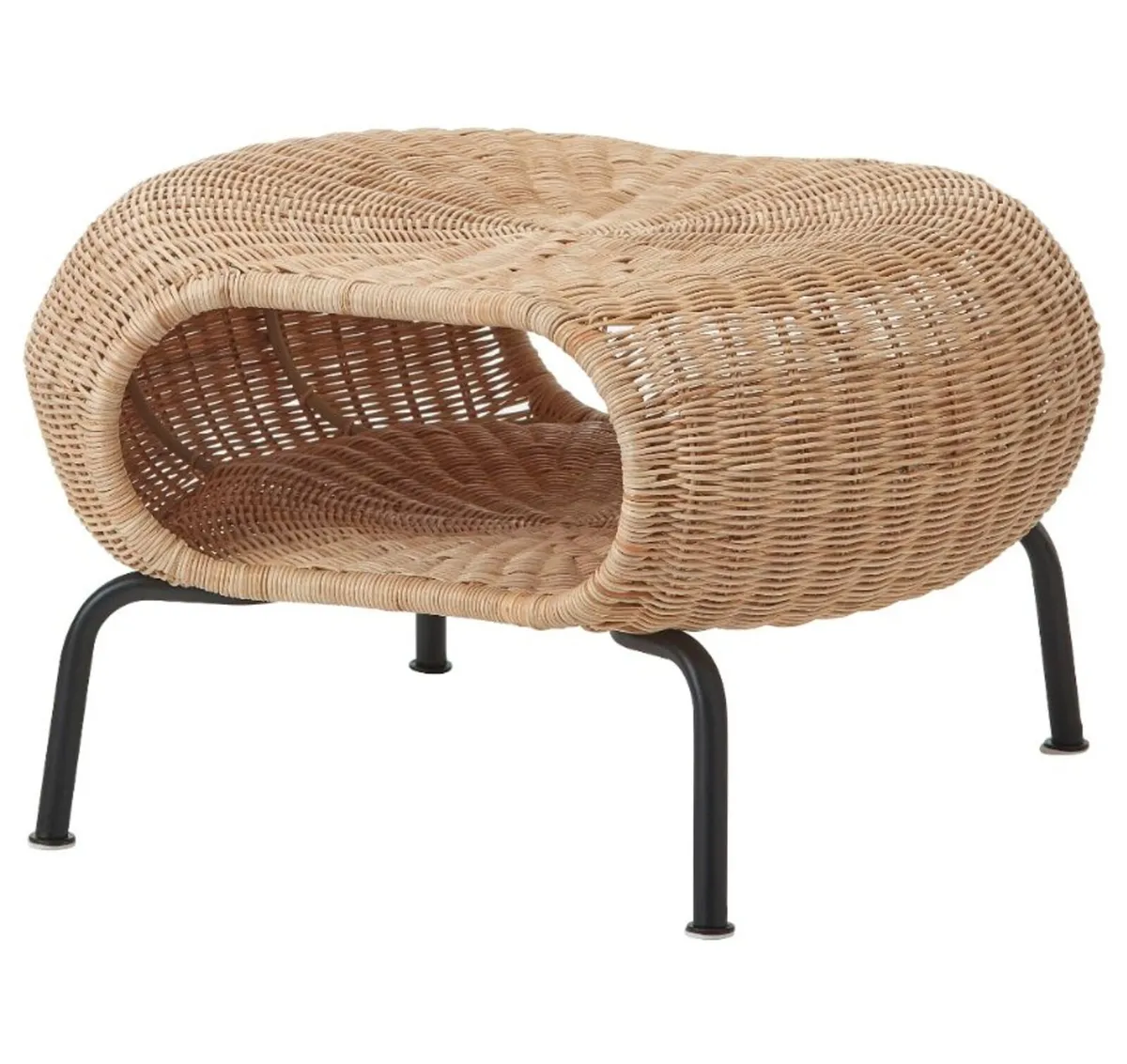 IKEA footstool with storage, rattan, anthracite - Image 1