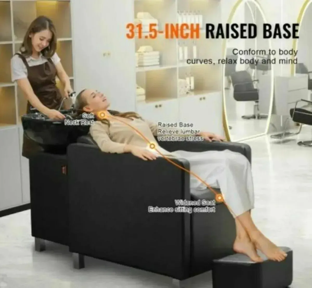 Salon Spa Shampoo Backwash Chair with Footrest - Image 1