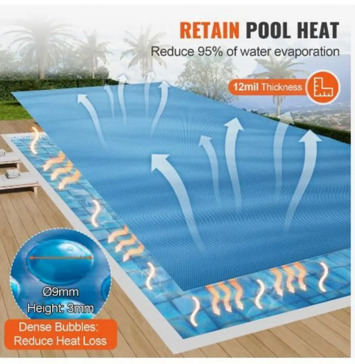 Solar Pool Cover, 24 x 12 ft Rectangle Solar Blank - Image 2