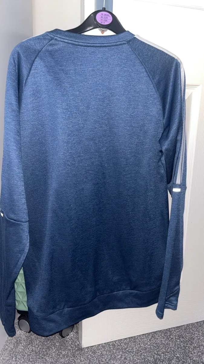 Adidas Blue Long Sleeved Jumper - Image 3