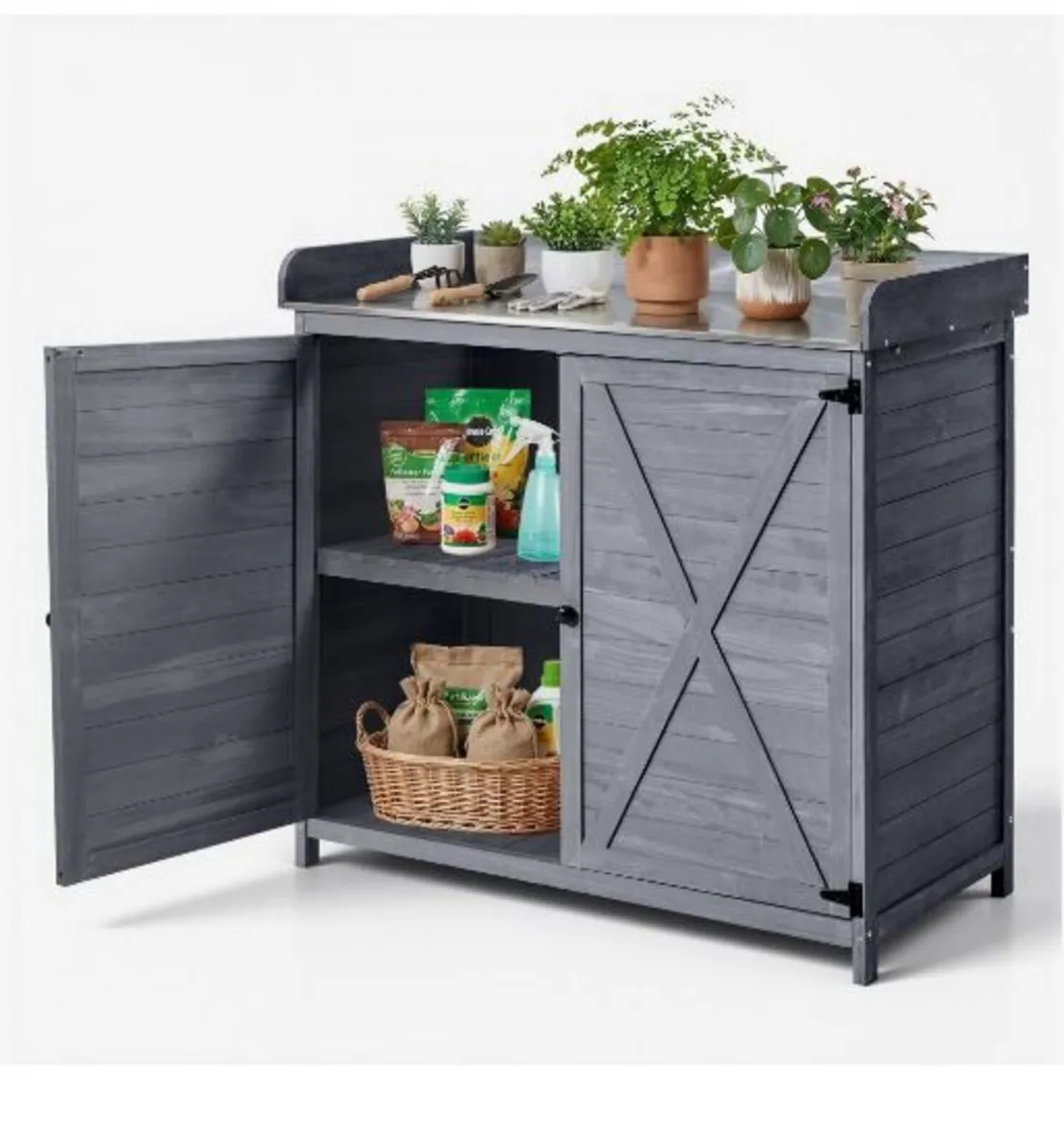 Potting Bench Table, Outdoor Gardening Wooden - Image 1