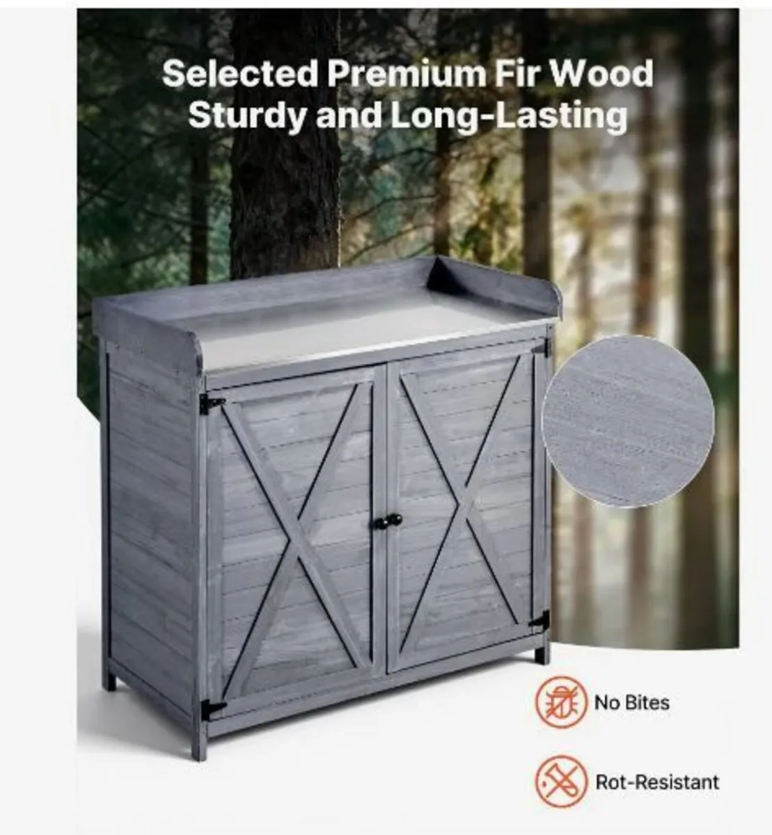 Potting Bench Table, Outdoor Gardening Wooden - Image 2