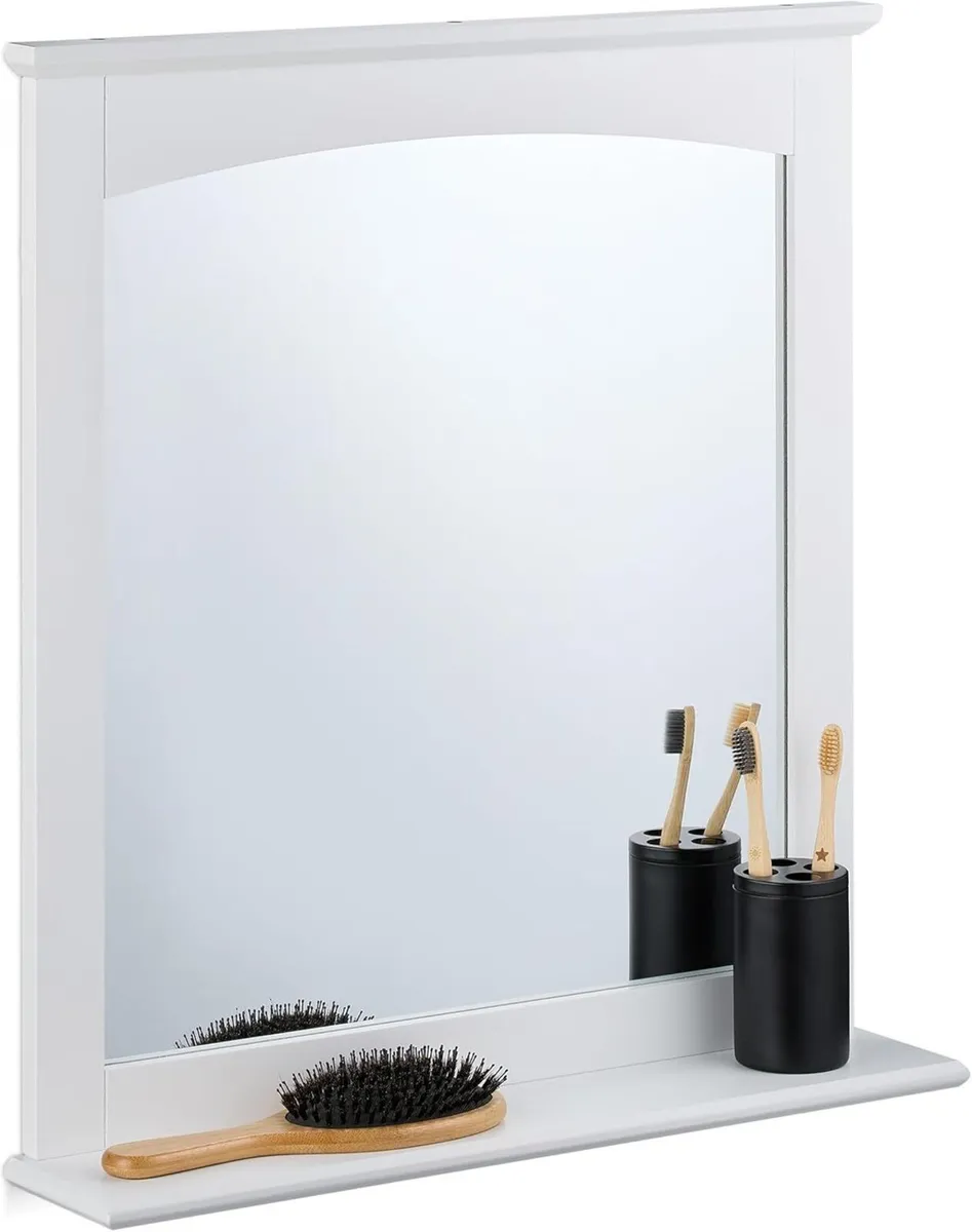 Bathroom Mirror with Shelf Wall Mount for Toilet - Image 1