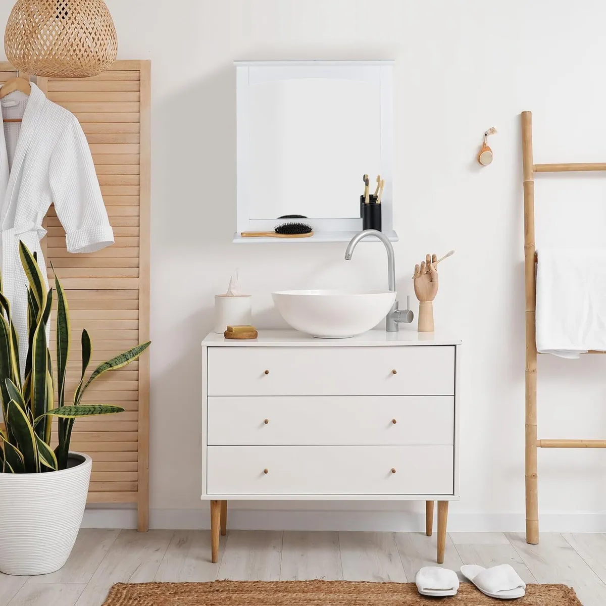 Bathroom Mirror with Shelf Wall Mount for Toilet - Image 2