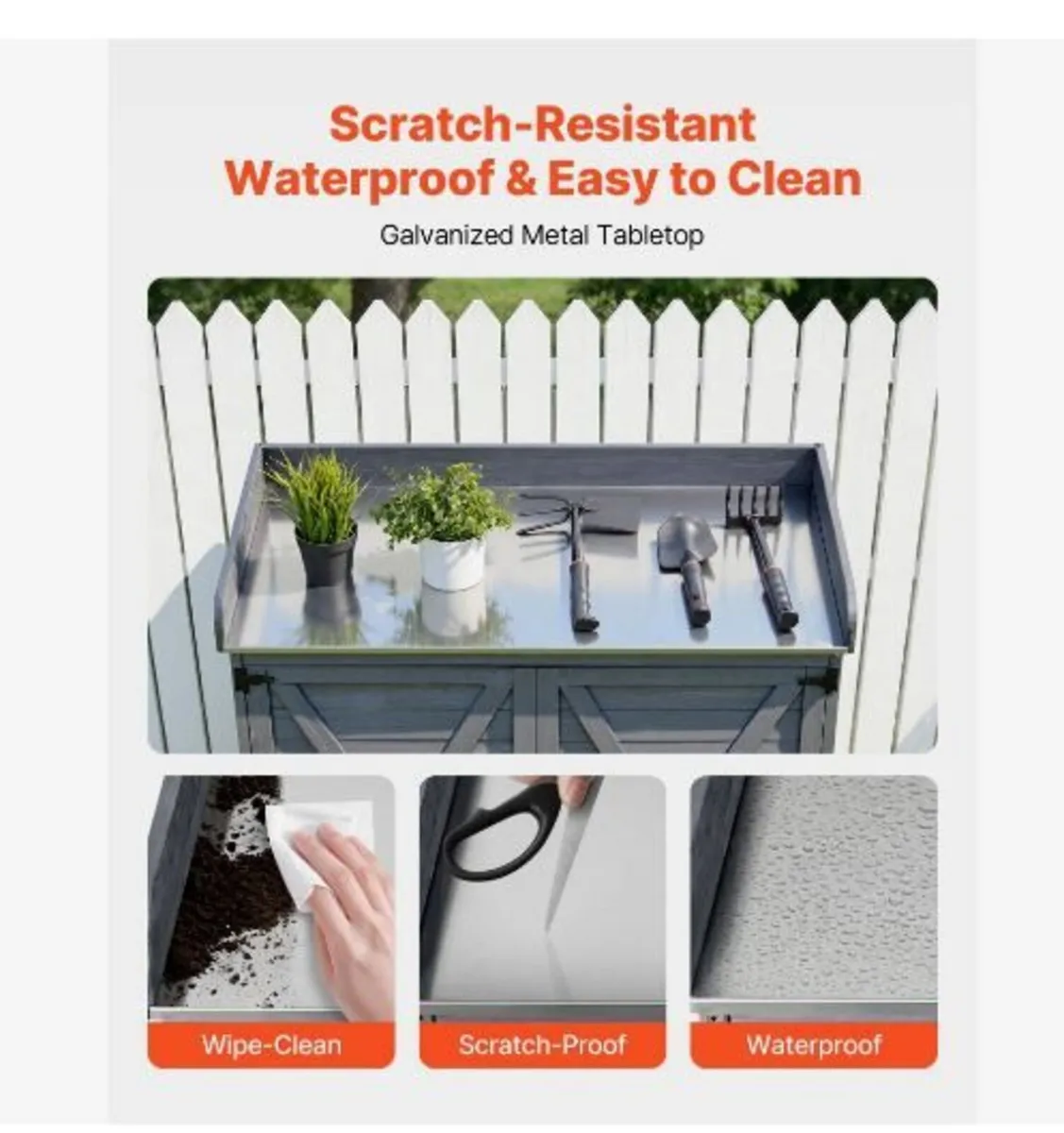 Potting Bench Table, Outdoor Gardening Wooden - Image 4