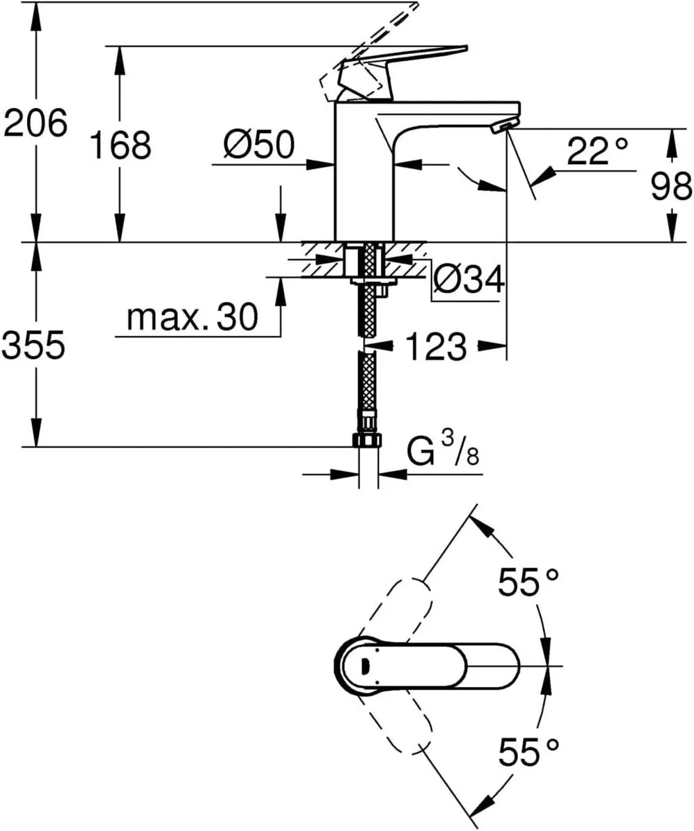Eurosmart Cosmopolitan Bathroom Tap (Smooth Body - Image 3