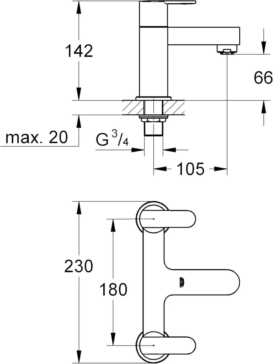 Get - Twin Handle Bath Mixer Metal Handles Deck - Image 2