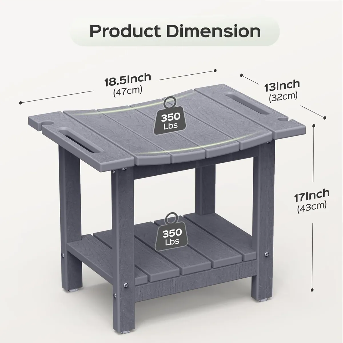 Shower Bench 18.5 Inch HDPE Waterproof Stool for - Image 2