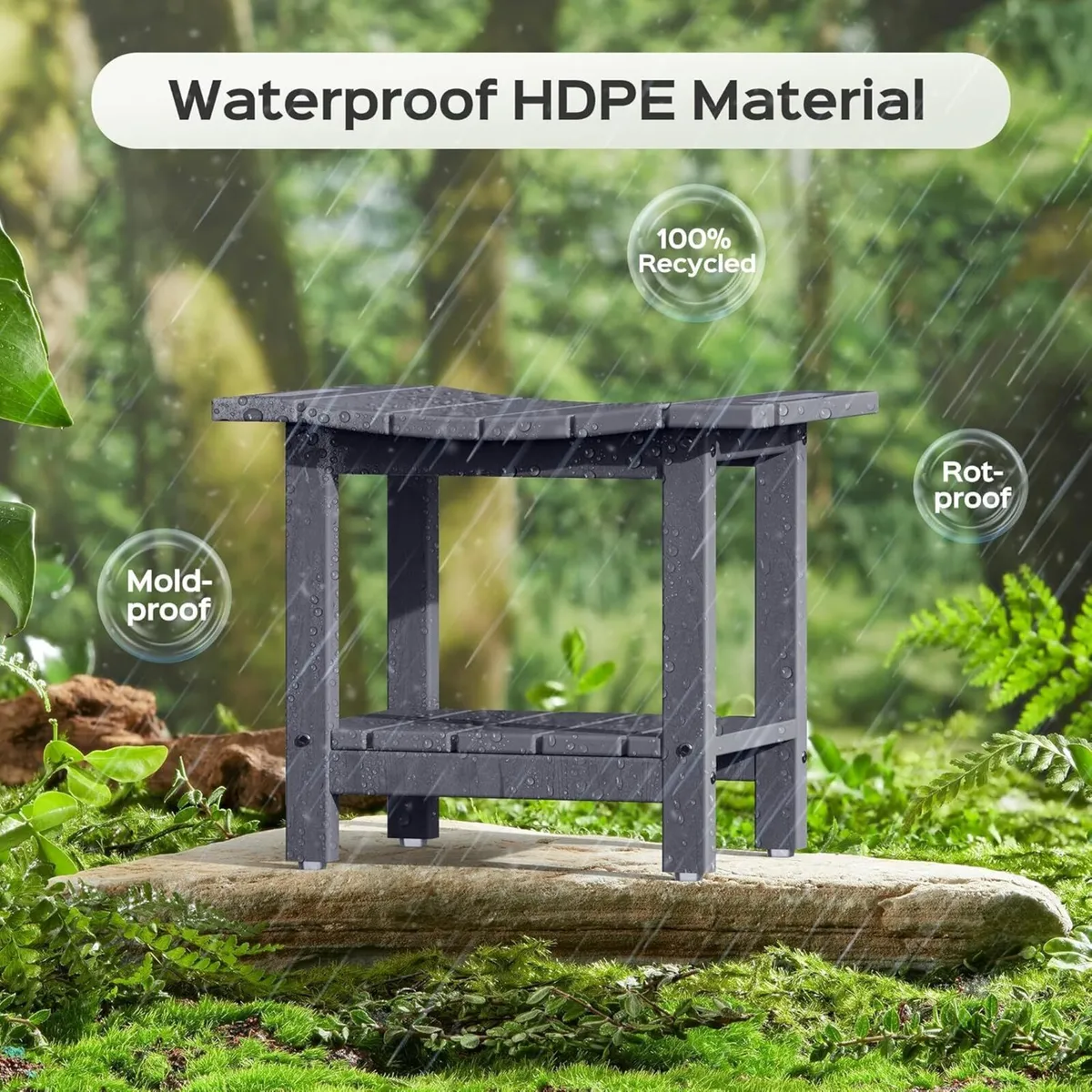Shower Bench 18.5 Inch HDPE Waterproof Stool for - Image 3
