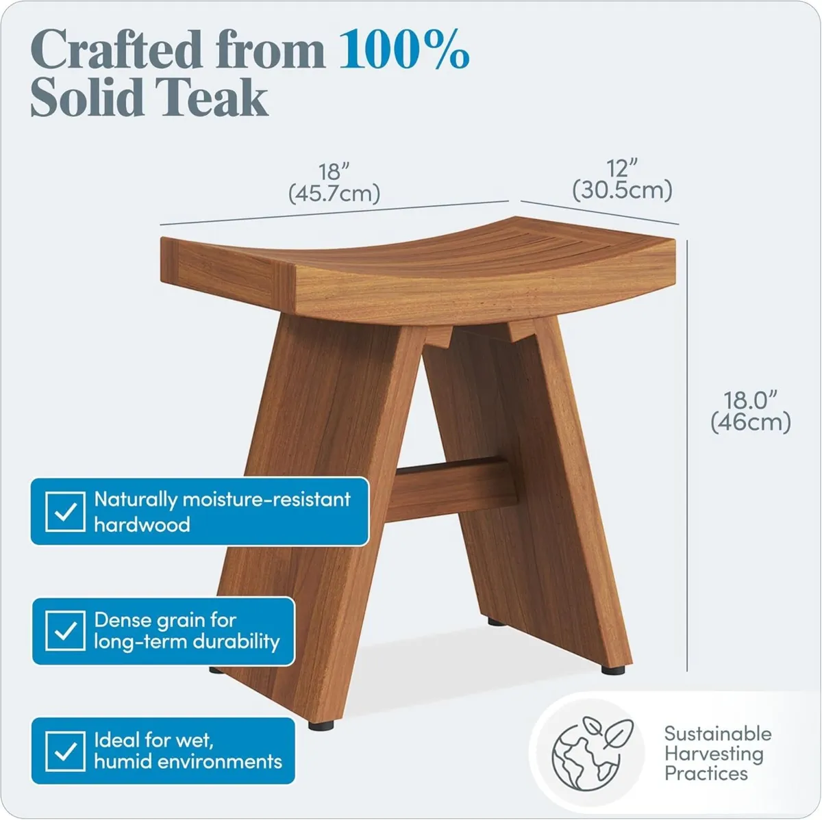 The Original Asia 18 Teak Shower Bench - Image 2