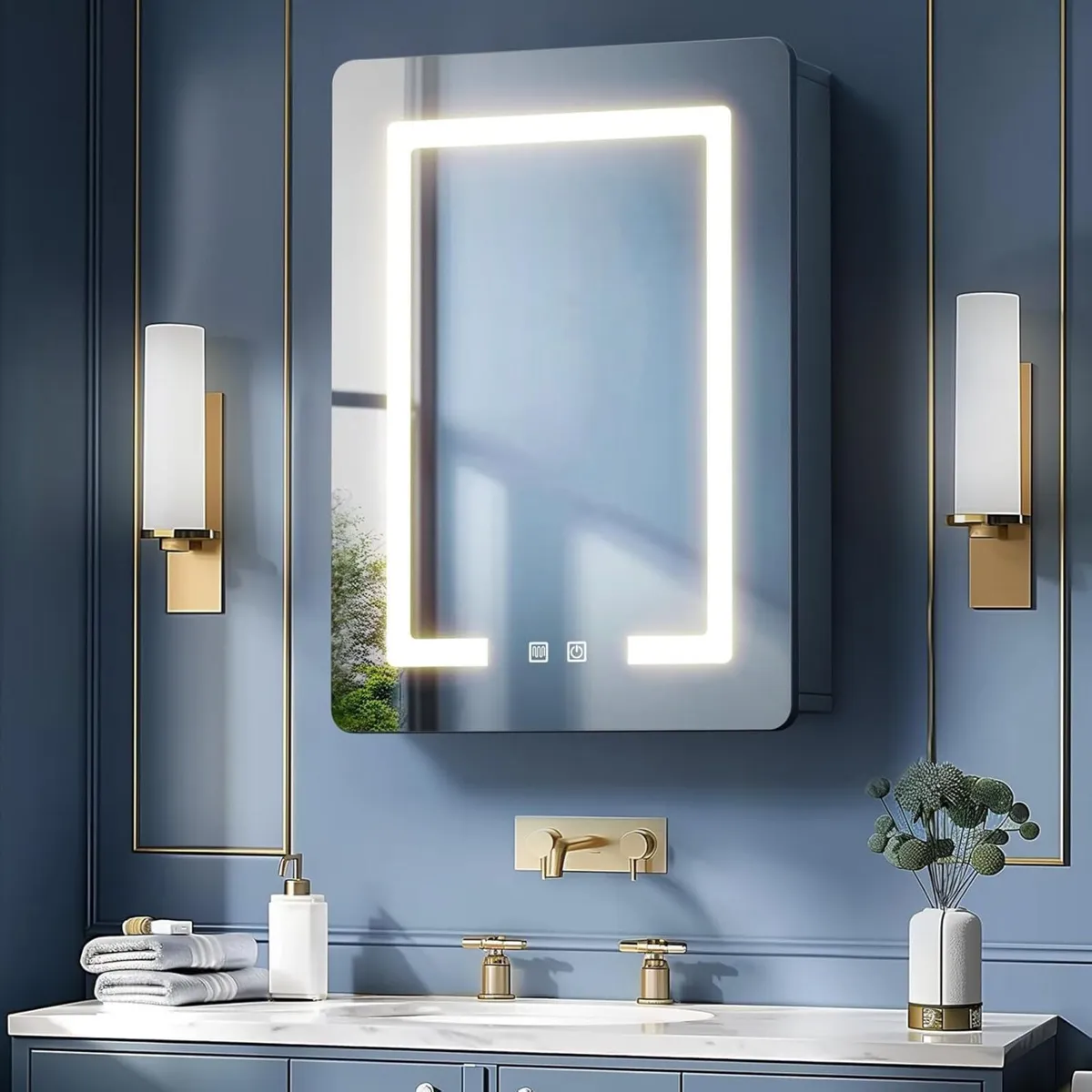 Bathroom Mirror Cabinets with Led Lights Aluminum - Image 1