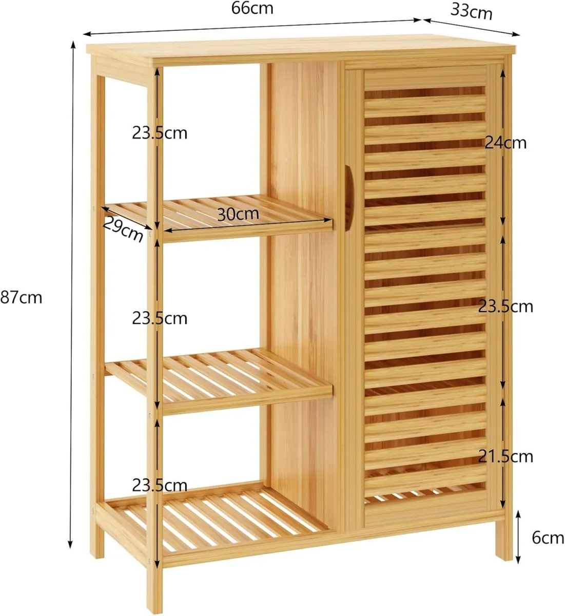 Bamboo Bathroom Cabinet Floor with 3-Tier Open - Image 3