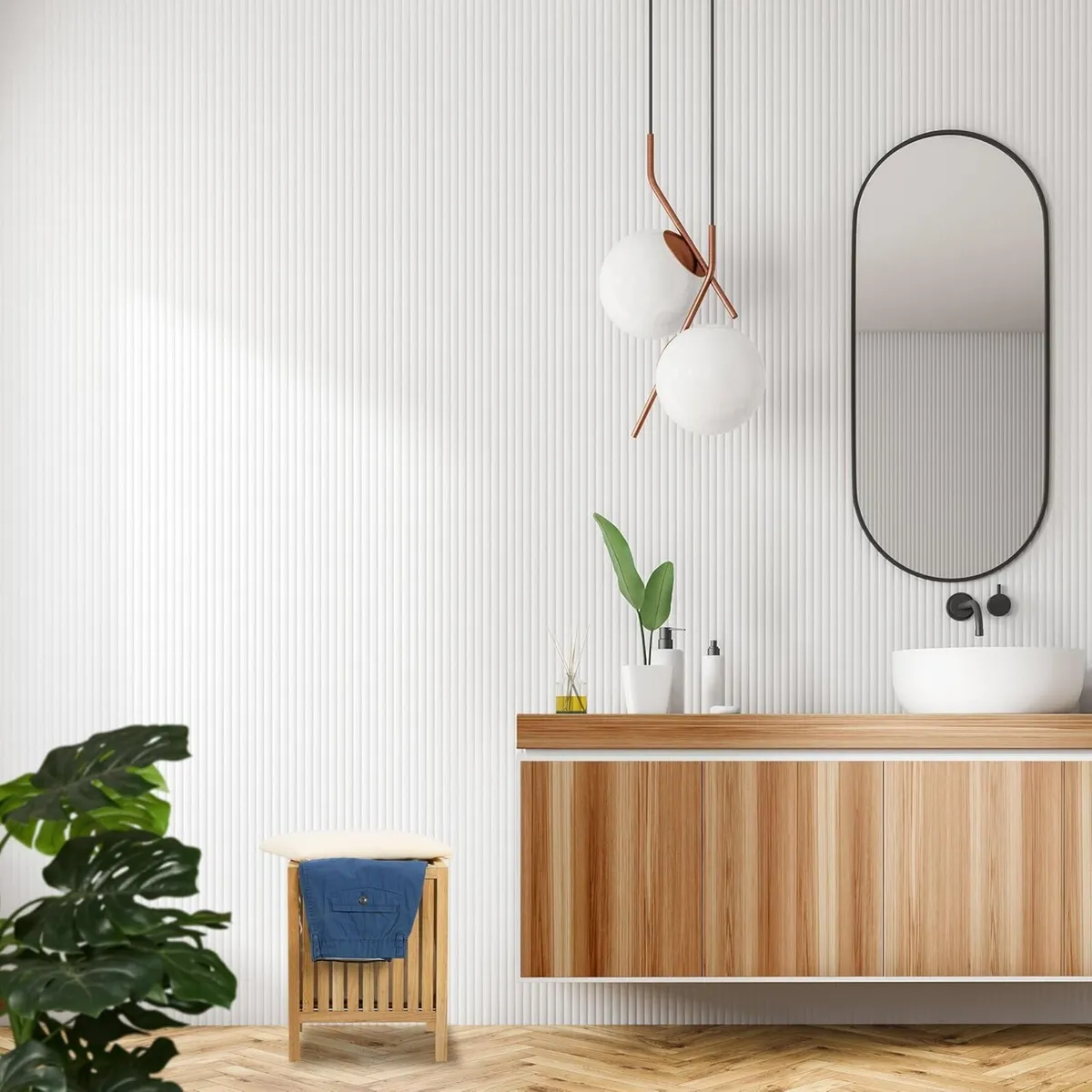 Laundry Hamper with Seat Bathroom Stool Storage - Image 2